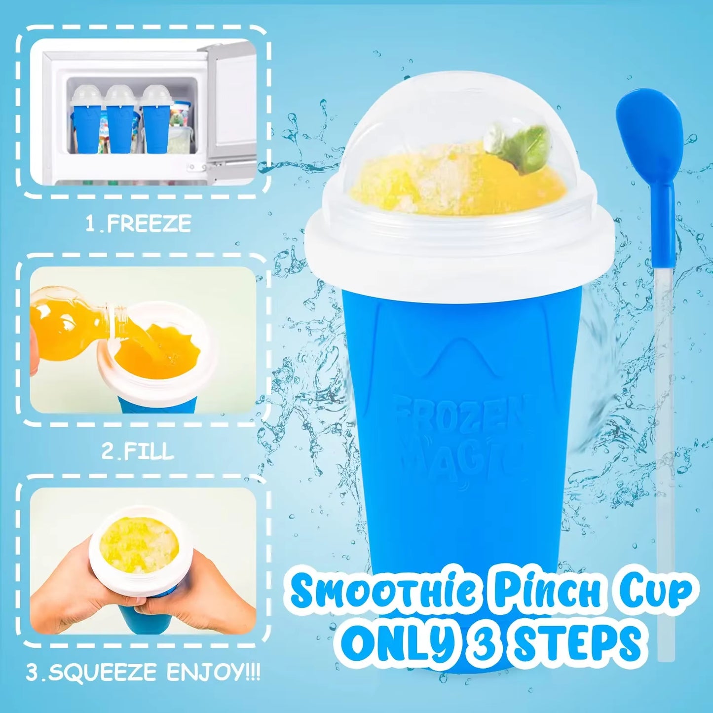 2024 Summer Magic Slushy Maker Squeeze Cup Homemade Milk Shake Maker Cooling Cup Squee DIY It for Family
