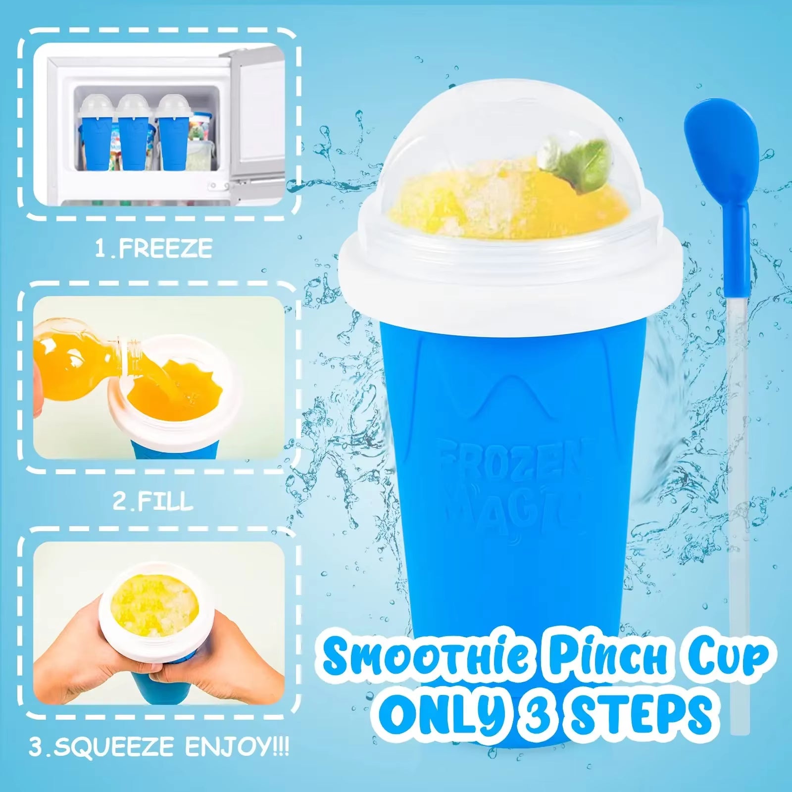 2024 Summer Magic Slushy Maker Squeeze Cup Homemade Milk Shake Maker Cooling Cup Squee DIY It for Family