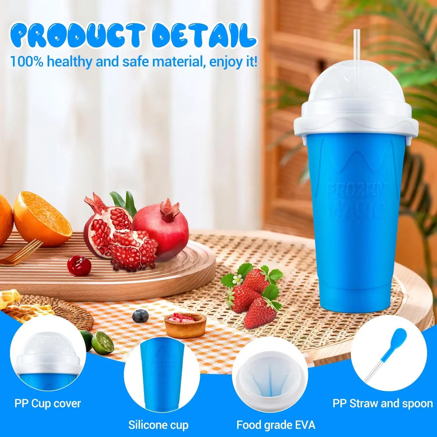 2024 Summer Magic Slushy Maker Squeeze Cup Homemade Milk Shake Maker Cooling Cup Squee DIY It for Family