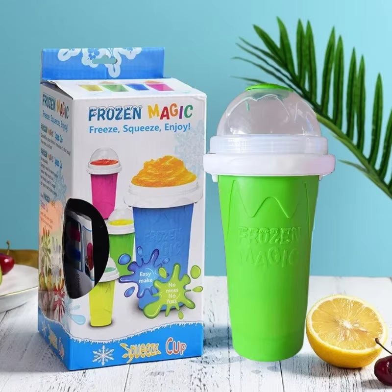 2024 Summer Magic Slushy Maker Squeeze Cup Homemade Milk Shake Maker Cooling Cup Squee DIY It for Family